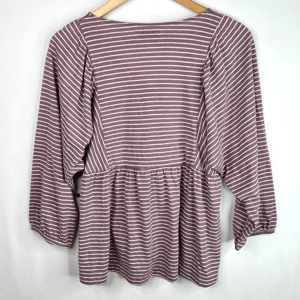 NWT Sonoma Goods for Life Purple Stripe Baby Doll Peasant Top Small - Picture 9 of 9